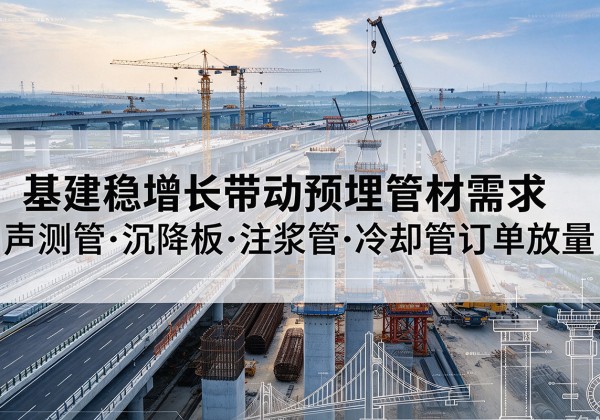 海拉尔基建稳增长带动预埋监测管材需求，声测管、沉降板、注浆管订单持续放量